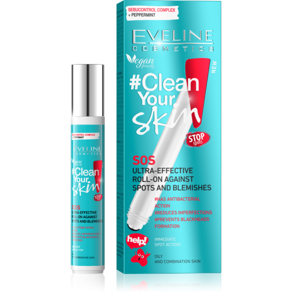 EVELINE CLEAN YOUR SKIN SOS ultra-hatásos pattanás elleni roll-on bőrhibák ellen 15 ml