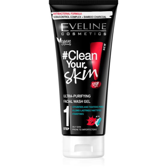 EVELINE #CLEAN YOUR SKIN! ultra-tisztító hatású arclemosó gél 200 ml