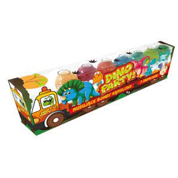 DINO TRUCK ajándékcsomag 7 különböző színű fürdőbombával