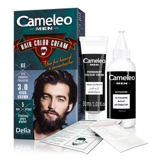 CAMELEO MEN FÉRFI HAJ, BAJUSZ ÉS SZAKÁLL SZÍNEZŐ 3.0 SÖTÉT BARNA