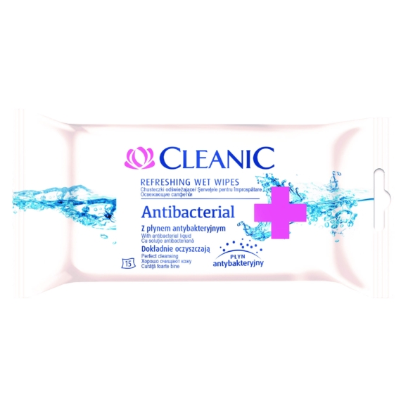 Cleanic frissítő törlőkendő- ANTIBACTERIAL 15 db