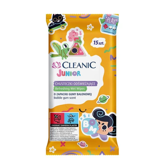 Cleanic frissítő törlőkendő - JUNIOR ANTIBACTERIAL 15 db