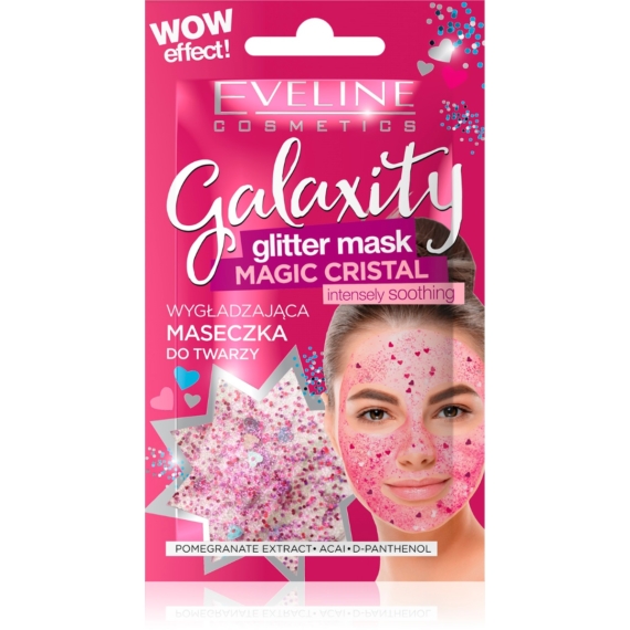 EVELINE GALAXITY MAGIC CRISTAL bőrkisimító csillámos arcmaszk, rózsaszín 10 ml