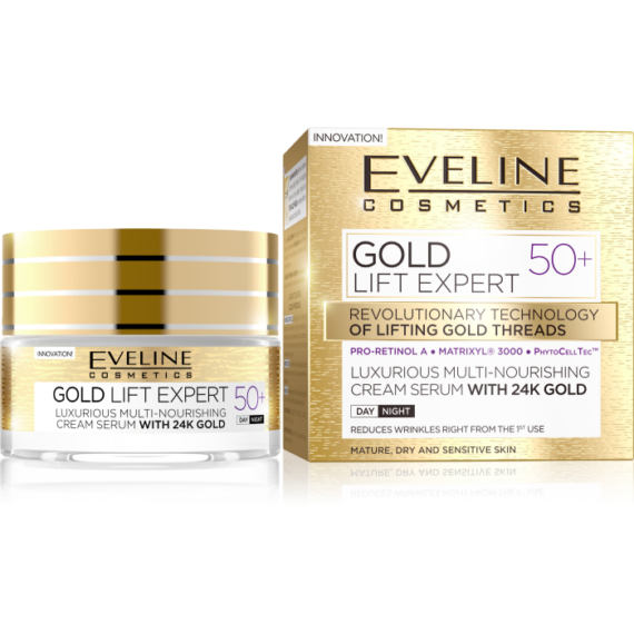 EVELINE GOLD LIFT EXPERT 50+ Luxus tápláló nappali-éjszakai arckrém-szérum 50 ml