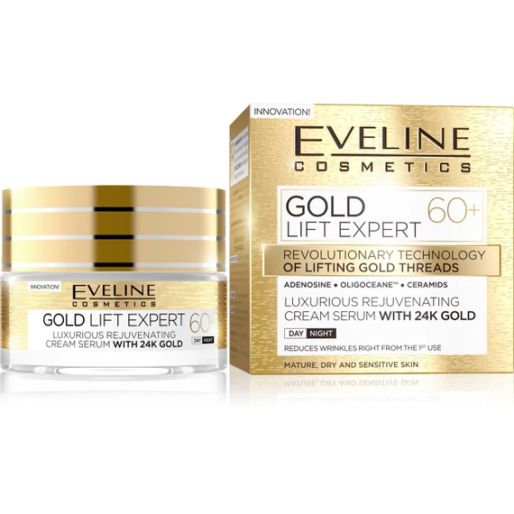 EVELINE GOLD LIFT EXPERT 60+ Luxus bőrfiatalító nappali-éjszakai arckrém-szérum 50 ml