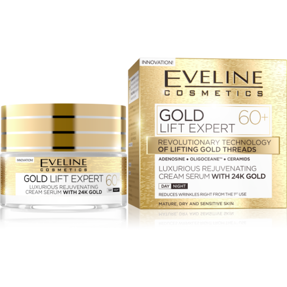 EVELINE GOLD LIFT EXPERT 60+ Luxus bőrfiatalító nappali-éjszakai arckrém-szérum 50 ml