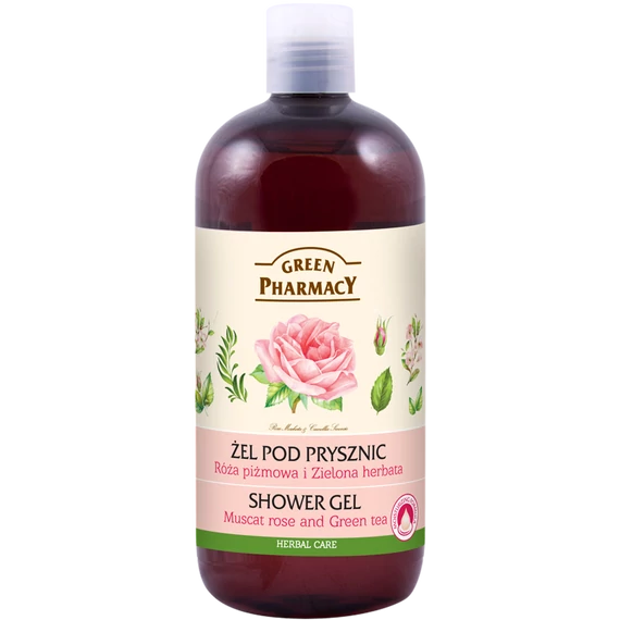 GREEN PHARMACY Gyógynövényes tusfürdő muscat rózsa és zöld tea kivonattal 500 ml