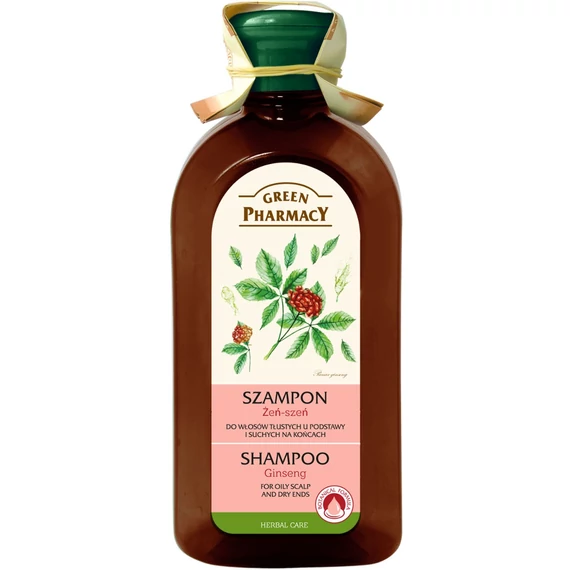 GREEN PHARMACY Sampon zsíros fejbőrre, száraz hajvégre ginzeng kivonattal 350 ml