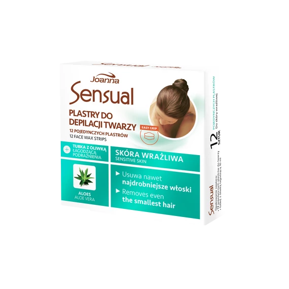 Joanna Sensual Szőrtelenítő szalagok az arc szőrtelenítéséhez aloe vera kivonattal + nyugtató olaj - érzékeny bőrtípusra