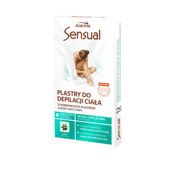Joanna Sensual Szőrtelenítő szalagok a test szőrtelenítéséhez – aloe vera kivonattal + nyugtató olaj - érzékeny bőrtípusra
