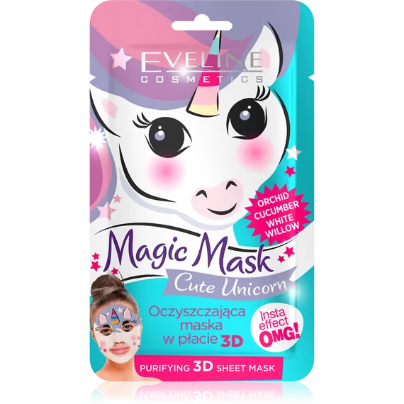 3 db EVELINE MAGIC MASK Cute Unicorn insta effect arctisztító textil arcmaszk
