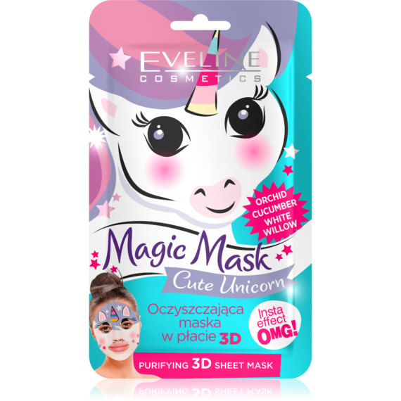 3 db EVELINE MAGIC MASK Cute Unicorn insta effect arctisztító textil arcmaszk